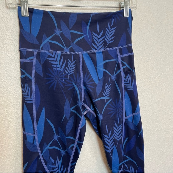 Zyia Tropical Print Blue Pocket Legging Size 4 - Picture 7 of 8
